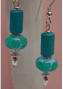 Turquoise Raku Earrings